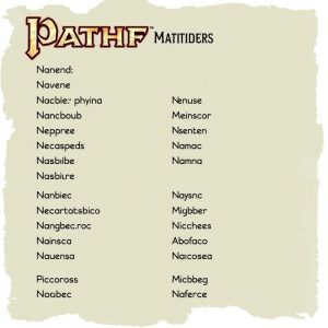 Pathfinder Name Generator